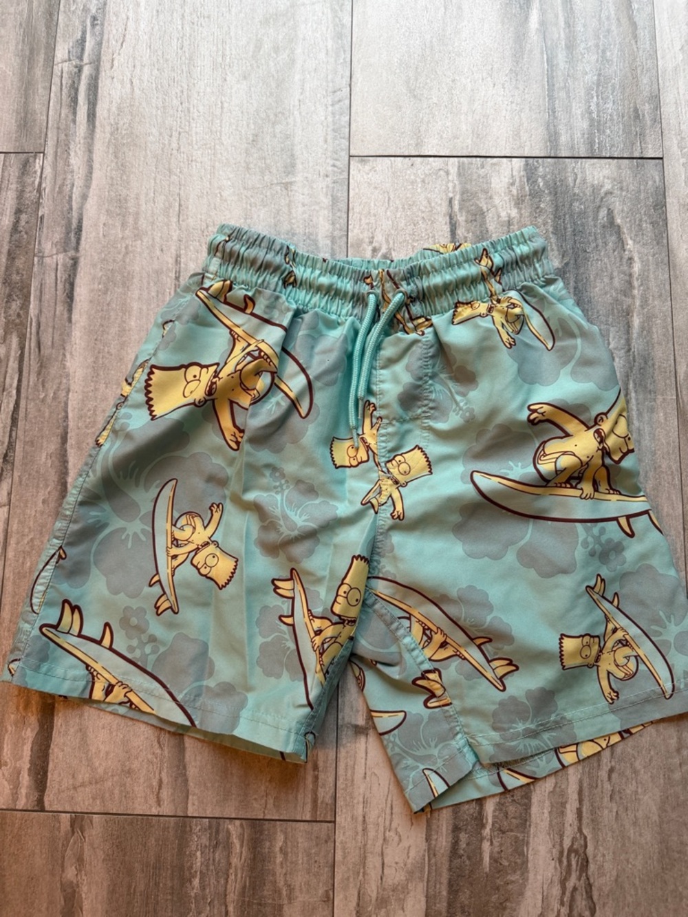Kids Surf Print Swim Trunks - Mint Yellow